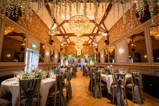 The Barn at The Manor, Greasby, set up for a wedding reception