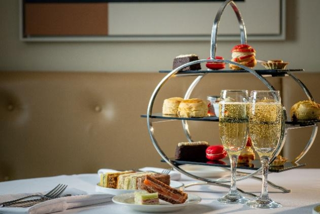 afternooon tea with prosecco at Cottons Hotel & Spa, Knutsford