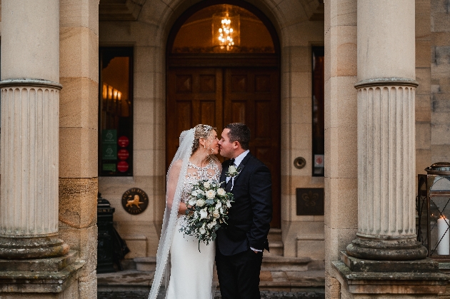 Bride and groom outside Pale Hall