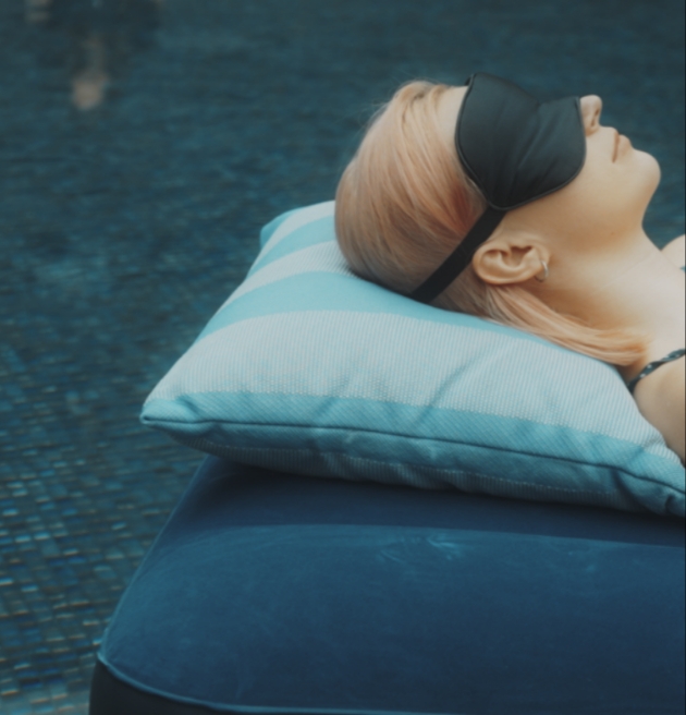 lady experiencing a floating sound bath